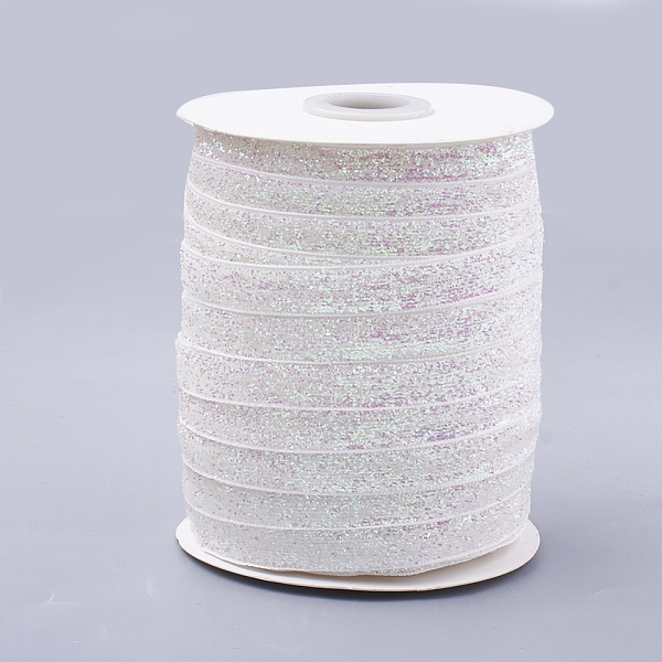 

PandaHall Glitter Sparkle Ribbon, Polyester & Nylon Ribbon, Colorful, 3/8 inch(9.5~10mm), about 50yards/roll(45.72m/roll) Polyester None