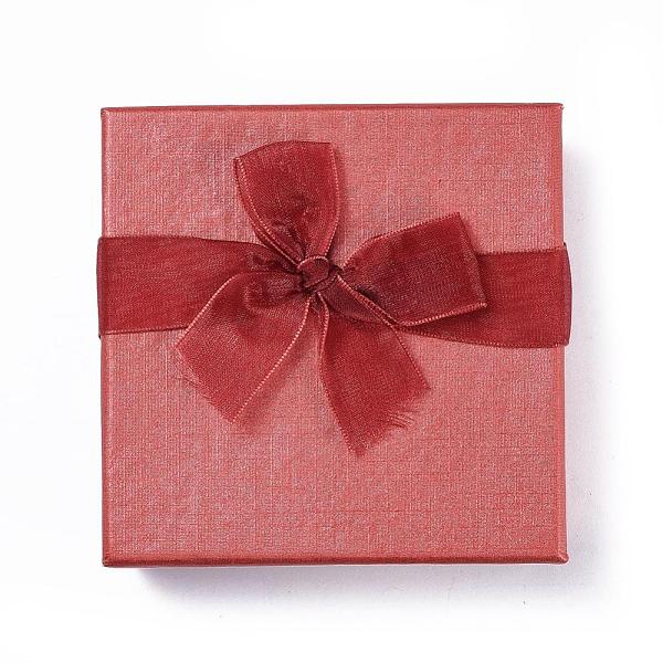 PandaHall Valentines Day Gifts Boxes Packages Cardboard Bracelet Boxes, Red, 9x9x2.7cm Paper Square Red