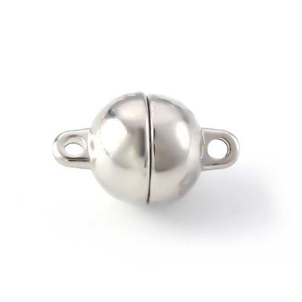 

PandaHall Alloy Magnetic Clasps with Loops, Cadmium Free & Lead Free, Round, Platinum, 13x8mm, Hole: 1.2mm Alloy Round