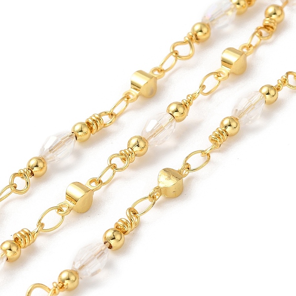 

PandaHall Handmade Oval Glass Beaded Chains, Real 18K Gold Plated Brass Link Chains, Soldered, with Spool, Cadmium Free & Lead Free, Clear...