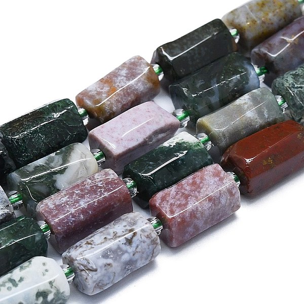 

PandaHall Natural Moss Agate Beads Strands, with Seed Beads, Faceted, Column, 12~13x6~8x6~8mm, Hole: 1mm, about 28pcs/strand, 15.55''~15.75'...