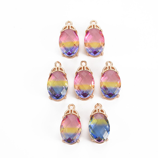 

PandaHall Rack Plating Brass Micro Pave Clear Cubic Zirconia Pendants, with Faceted Glass, Long-Lasting Plated, Cadmium Free & Lead Free...