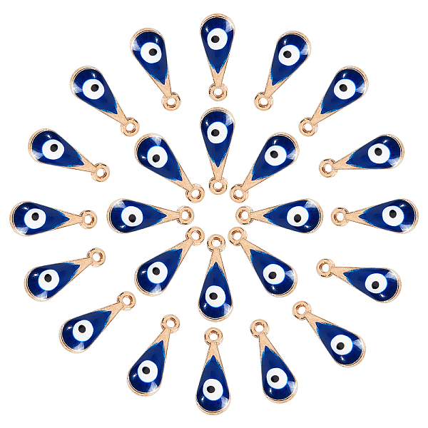 

PandaHall Light Gold Plated Alloy Enamel Charms, Teardrop with Evil Eye, Cadmium Free & Lead Free, Dark Blue, 14x5.5x3.5mm, Hole: 1.2mm...