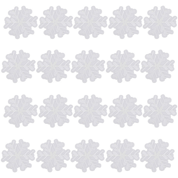 PandaHall GORGECRAFT 20Pcs Snowflake Patches Christmas Themed Snowflake Iron on Patch Decoration Self Adhesive Embroidered Appliques for...