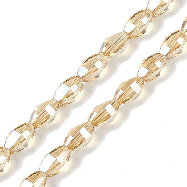 

PandaHall Electroplate Glass Beads Strands, Pearl Luster Plated, Faceted, Oval, Light Khaki, 9.5x5.5mm, Hole: 1.2mm, about 60pcs/strand...