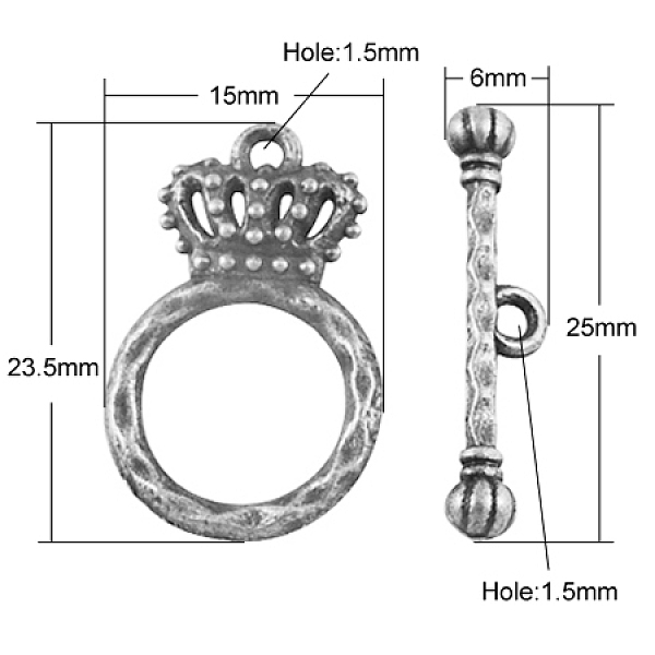 

PandaHall Alloy Toggle Clasps, Lead Free & Nickel Free, Donut, Antique Silver, 25x6x4mm Alloy Donut