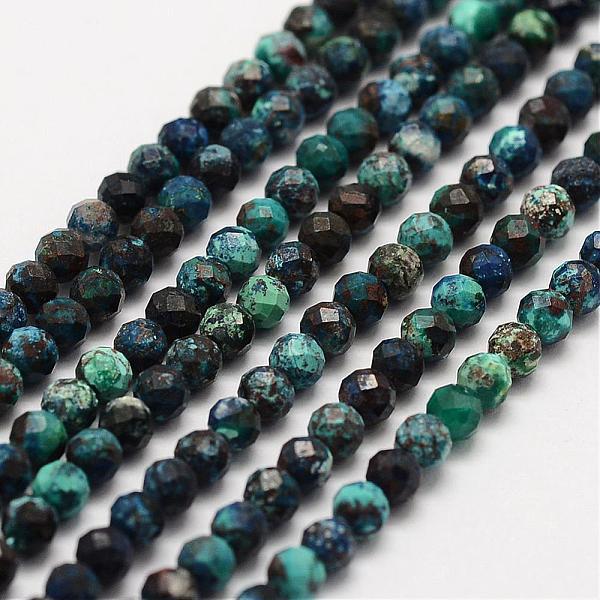 

PandaHall Natural Chrysocolla Beads Strands, Round, Faceted, 3mm, Hole: 0.5mm, about 130pcs/strand, 15.3 inch(39cm) Chrysocolla Round