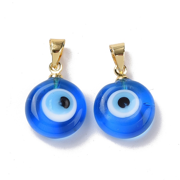 

PandaHall Handmade Lampwork Evil Eye Pendants, with Real 18K Gold Plated Brass Findings, Cadmium Free & Lead Free, Cornflower Blue...