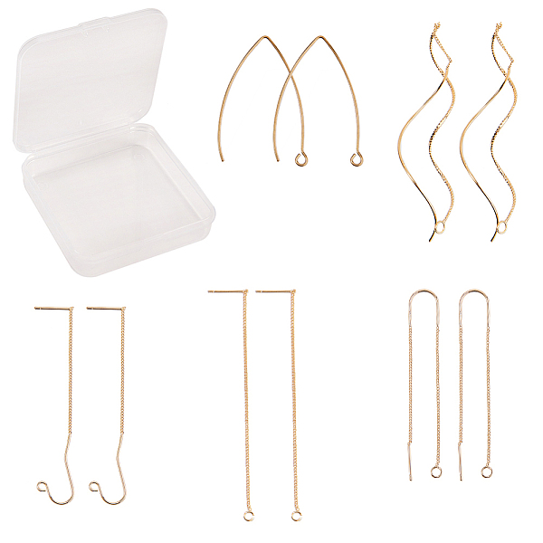 

PandaHall SUNNYCLUE Brass Stud Earring Findings, Ear Threads/Earring Hooks, Golden, 7.4x7.2x1.7cm, 10pcs/box Brass Others