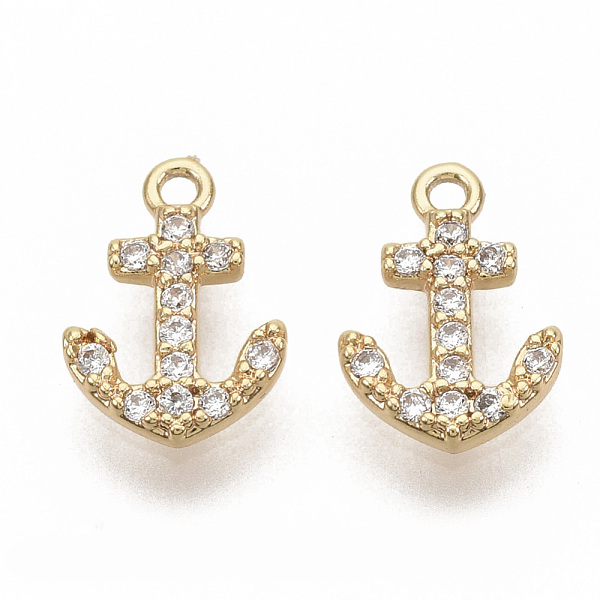 

PandaHall Brass Micro Pave Cubic Zirconia Charms, Nickel Free, Real 18K Gold Plated, Anchor, Clear, 9.5x7x1.5mm, Hole: 1mm Brass+Cubic...