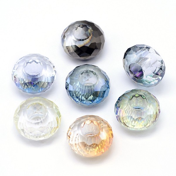 

PandaHall Electroplate Glass Beads, Half Plated, Faceted, Rondelle, Mixed Color, 14x8mm, Hole: 5.5mm Glass Rondelle Multicolor