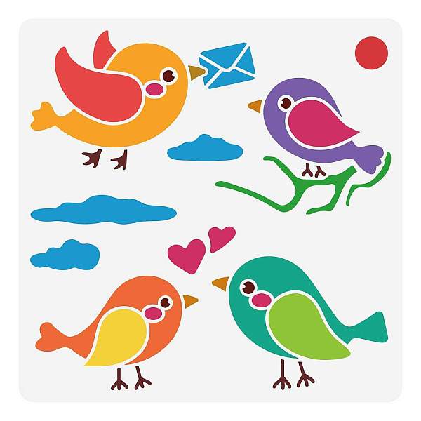 

PandaHall PET Hollow Out Drawing Painting Stencils, for DIY Scrapbook, Photo Album, Bird Pattern, 30x30cm Plastic Bird