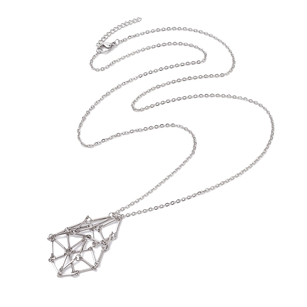 

PandaHall 201 Stainless Steel Crystal Stone Cage Pendant Necklaces, 304 Stainless Steel Cable Chains Necklaces, Stainless Steel Color, 29.33...