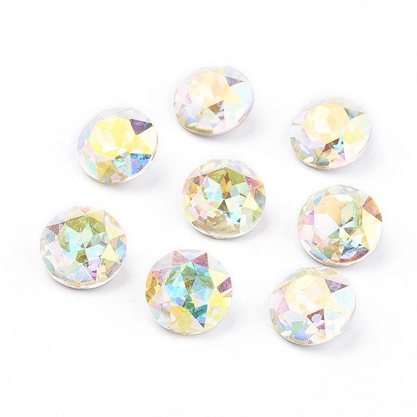

PandaHall Pointed Back Glass Rhinestone Cabochons, Grade A, Faceted, AB Color Plated, Flat Round, Jonquil AB, 8x4.5mm Glass Rhinestone Flat..., Yellow