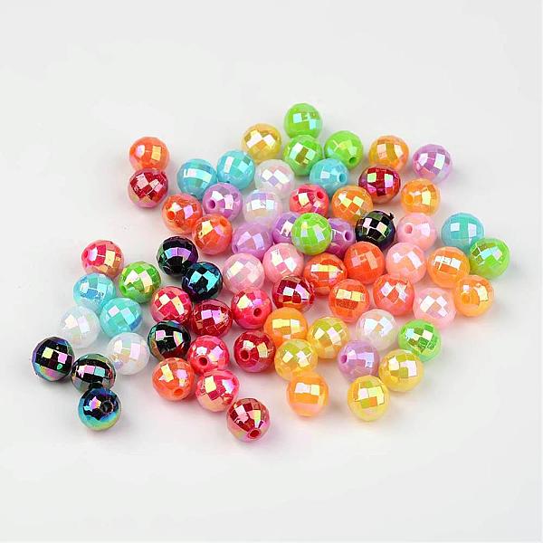 

PandaHall Faceted Colorful Eco-Friendly Poly Styrene Acrylic Round Beads, AB Color, Mixed Color, 6mm, Hole: 1mm, about 5000pcs/500g Acrylic..., Multicolor