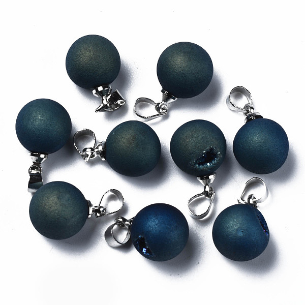 

PandaHall Natural Agate Charms, with Platinum Brass Findings, Rack Plating, Round, Marine Blue, 15x11x10.5mm, Hole: 4x5mm Natural Agate...
