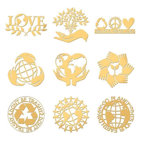 

PandaHall Nickel Decoration Stickers, Metal Resin Filler, Epoxy Resin & UV Resin Craft Filling Material, Golden, Recycling Sign, Planet...