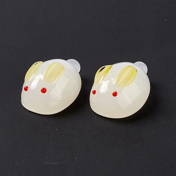 

PandaHall Mini Bunny Figurines Home Decorations, Handmade Lampwork Display Decorations, Navajo White, 23.5~24x15x12mm Lampwork Rabbit