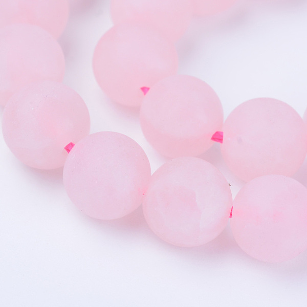 

PandaHall Natural Rose Quartz Beads Strands, Round, Frosted, 8~8.5mm, Hole: 1mm, about 47pcs/strand, 15.5 inch Rose Quartz Round