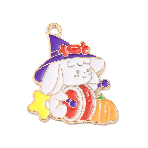

PandaHall Halloween Theme Alloy Enamel Pendants, Light Gold, Dog Pattern, 28x20x1mm, Hole: 1.8mm Alloy+Enamel Dog White