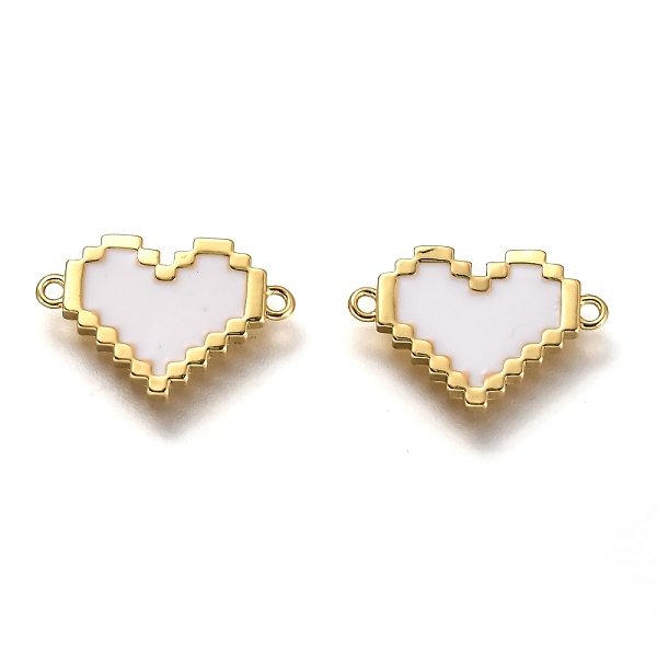 

PandaHall Brass Links Connectors, Long-Lasting Plated, with Enamel, Real 18K Gold Plated, Heart, White, 10x16x1.5mm, Hole: 2.3mm...