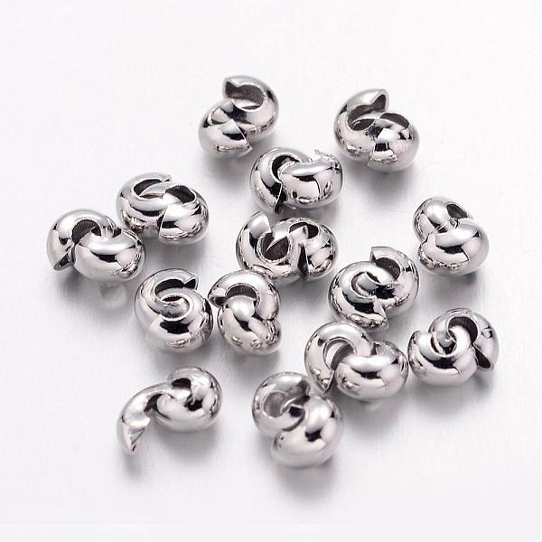

PandaHall Iron Crimp Beads Covers, Cadmium Free & Nickel Free & Lead Free, Platinum, 3mm In Diameter, Hole: 1.2~1.5mm Iron
