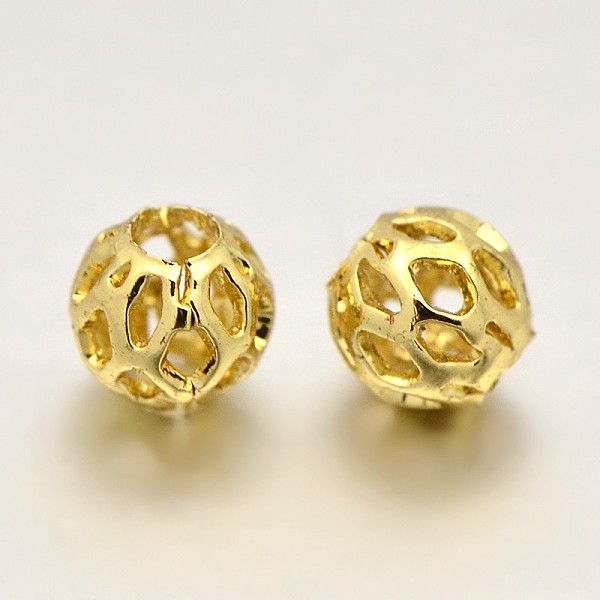 

PandaHall Brass Filigree Beads, Filigree Ball, Hollow Round, Golden, 4mm, Hole: 1mm Brass Round