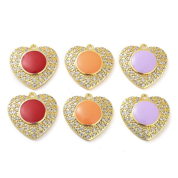 

PandaHall Brass Micro Pave Clear Cubic Zirconia Pendants, with Enamel, Real 18K Gold Plated, Heart Charm, Mixed Color, 20x20x4mm, Hole..., Multicolor