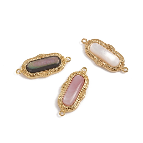 

PandaHall Natural Shell Links connectors, with Golden Plated Brass Findings, Long-Lasting Plated, Oval, 28x12x4mm, Hole: 1.2mm Shell Oval