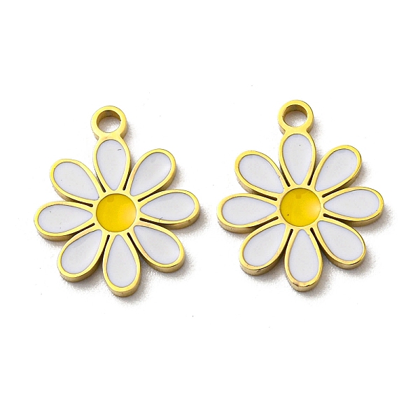 

PandaHall 304 Stainless Steel Enamel Charms, Daisy Charms, White, Real 14K Gold Plated, 13x11x1mm, Hole: 1.4mm Stainless Steel+Enamel Flower...