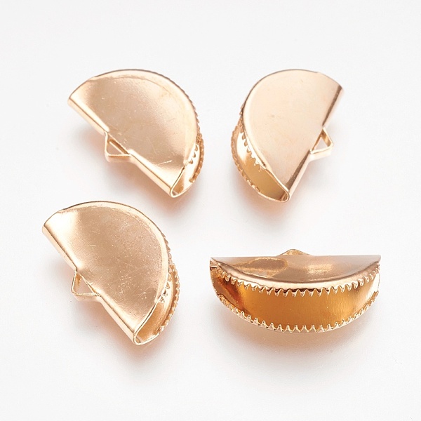 

PandaHall Iron Ribbon Crimp Ends, Fan, Light Gold, 12.5x20mm, Hole: 1.5x2.5mm Iron