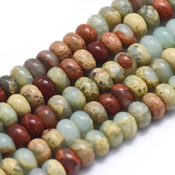 

PandaHall Natural Aqua Terra Jasper Beads Strands, Rondelle, 4x2.5mm, Hole: 0.5mm, about 123pcs/strand, 15 inch(38cm) Aqua Terra Jasper...