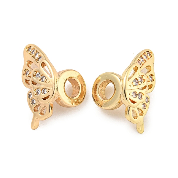

PandaHall Brass Cubic Zirconia Beads, Long-Lasting Plated, Lead Free & Cadmium Free, Butterfly, Real 14K Gold Plated, 15x8x9mm, Hole: 3mm..., Clear