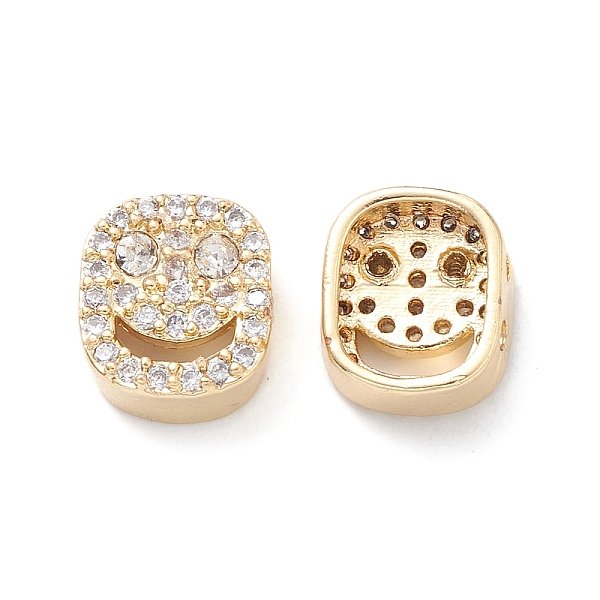 

PandaHall Brass Micro Pave Cubic Zirconia Beads, Lead Free & Cadmium Free, Long-Lasting Plated, Real 18K Gold Plated, Oval with Smiling Face..., Clear