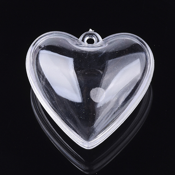 

PandaHall Openable Transparent Plastic Pendants, Fillable Plastic Bauble Christmas Ornament, Heart, Clear, 37x40x24mm, Hole: 1.8mm, Inner...