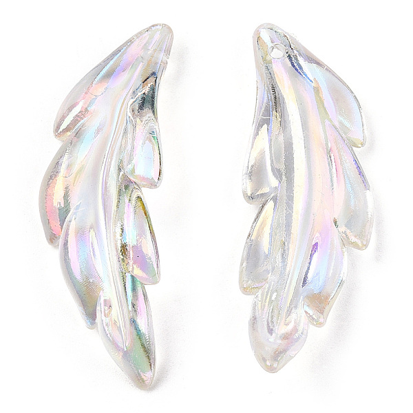 

PandaHall Transparent Acrylic Pendants, AB Color Plated, Feather Charm, Clear AB, 40x14.5x5mm, Hole: 1.5mm, about 450pcs/500g Acrylic..., White