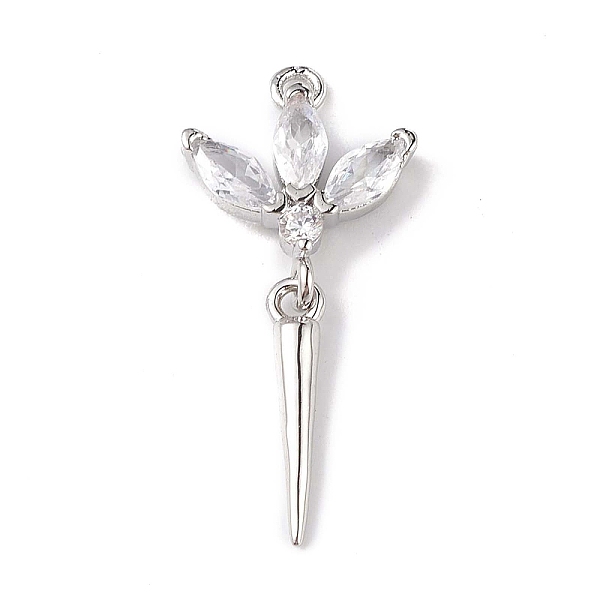 

PandaHall Rack Plating Brass Micro Pave Cubic Zirconia Pendants, Flower Charm, Cadmium Free & Lead Free, Long-Lasting Plated, Platinum..., Clear