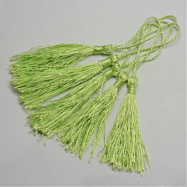 

PandaHall Polyester Tassel Decorations, Pendant Decorations, Green Yellow, 130x6mm, Tassel: 70~90mm Polyester Green