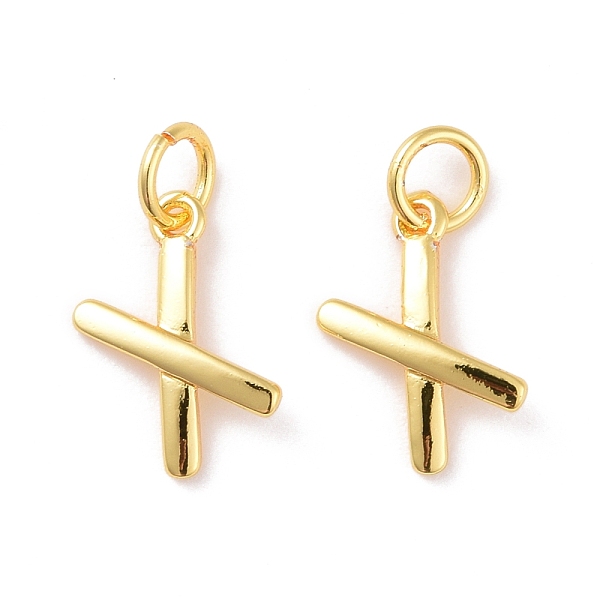 

PandaHall Brass Charms, with Jump Ring, Cadmium Free & Lead Free, Letter X, Real 18K Gold Plated, 13x10x1.5mm, Hole: 3mm Brass Letter