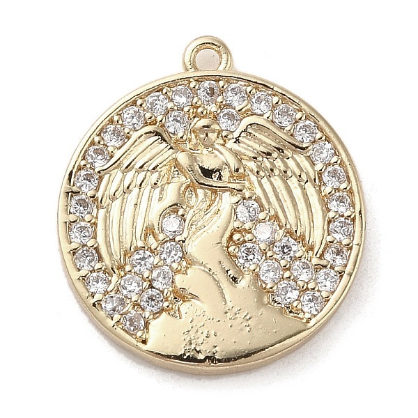 

PandaHall Brass Micro Pave Clear Cubic Zirconia Pendants, Long-Lasting Plated, Flat Round, Golden, 17x15.5x2mm, Hole: 1mm Brass+Cubic...