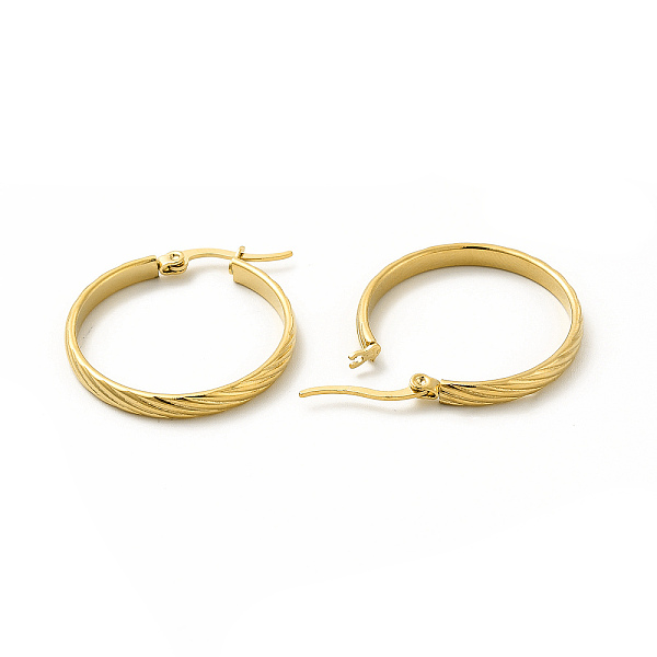 

PandaHall 201 Stainless Steel Grooved Hoop Earrings with 304 Stainless Steel Pins for Women, Golden, 19x22x2mm, Pin: 0.6x1mm 201 Stainless...