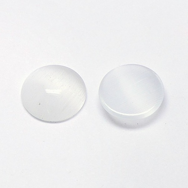

PandaHall Cat Eye Cabochons, Half Round, White, 6x2mm Glass Half Round White