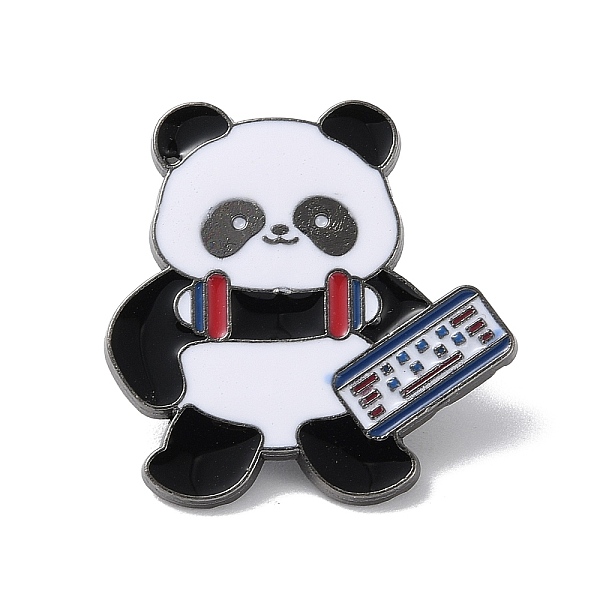 PandaHall Sports Theme Panda Enamel Pins, Gunmetal Alloy Brooch for Backpack Clothes, Electronic Sports, 27.5x27mm Alloy+Enamel Sports Black
