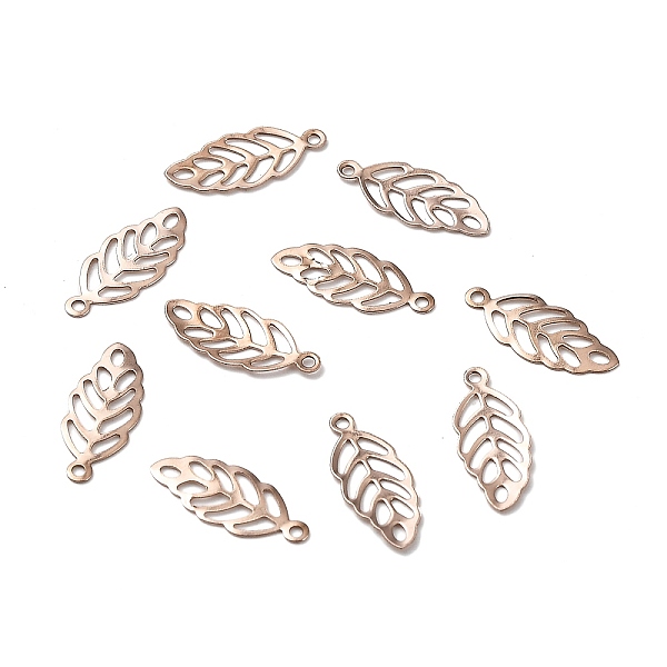 

PandaHall Ion Plating(IP) 304 Stainless Steel Charms, Hollow, Leaf, Rose Gold, 13x5.5x0.3mm, Hole: 1mm 304 Stainless Steel Leaf