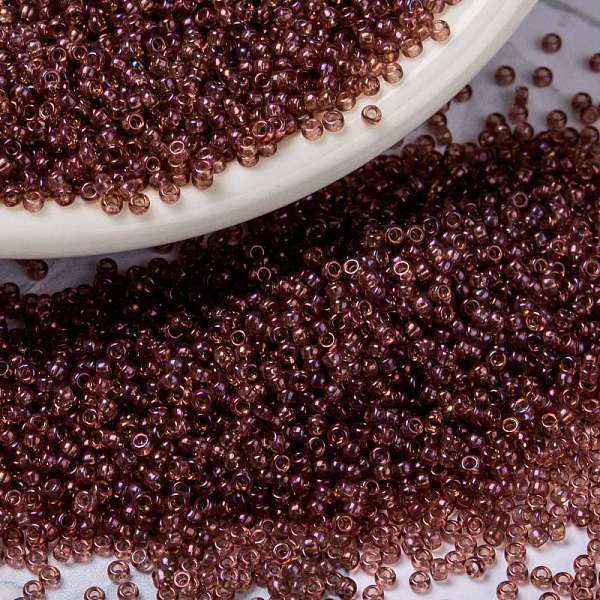 PandaHall MIYUKI Round Rocailles Beads, Japanese Seed Beads, 15/0, (RR303) Rose Gold Luster, 1.5mm, Hole: 0.7mm, about 27777pcs/50g Glass...