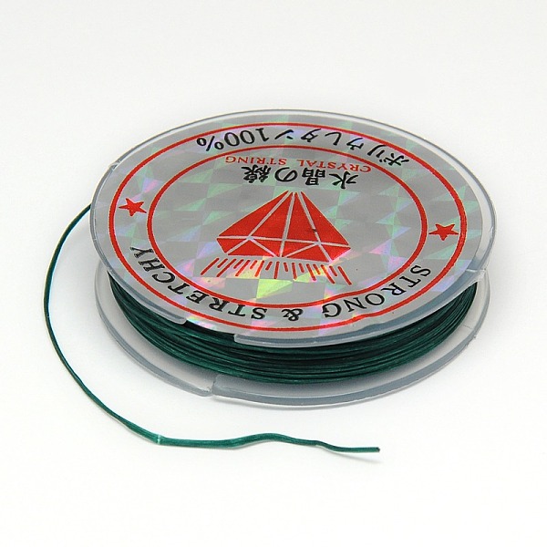 

PandaHall Flat Elastic Crystal String, String Cord Crystal Threads, Dark Green, 0.8mm, about 10.93 yards(10m)/roll Spandex Flat Green