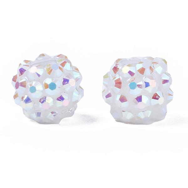

PandaHall Resin Rhinestone Beads, with Jelly Style Inside, AB Color, Round, White, 12x10mm, Hole: 2mm Resin+Rhinestone Round White