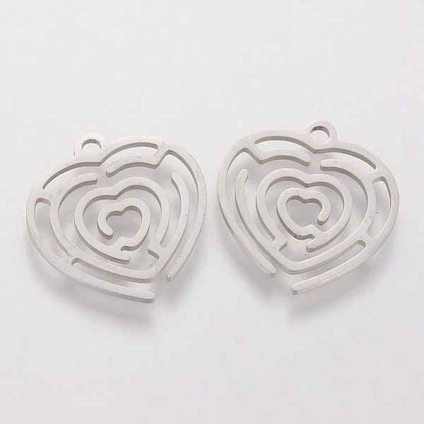 

PandaHall 201 Stainless Steel Pendants, Heart, Labyrinth Charms, Stainless Steel Color, 17x17.5x1.1mm, Hole: 1.5mm 201 Stainless Steel Heart