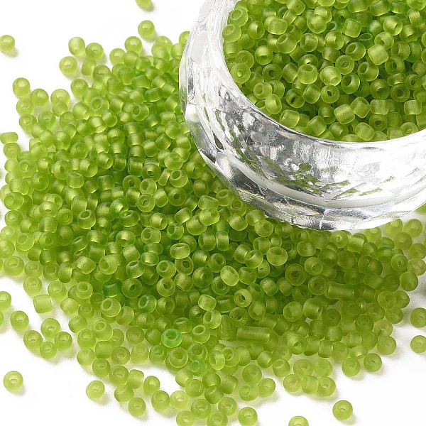 

PandaHall 12/0 Glass Seed Beads, Frosted Colors, Round, Round Hole, Green Yellow, 12/0, 2mm, Hole: 1mm, about 3333pcs/50g, 50g/bag...