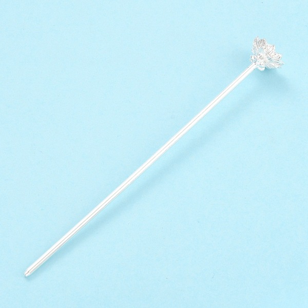

PandaHall Alloy Hair Stick Findings, Vintage Decorative for Hair Diy Accessory, Flower, Silver, 125x14.5mm, Tray: 11mm, Pin: 2.5mm Alloy